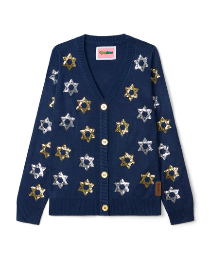 Women's Shimmering Star Of David Cardigan Sweater