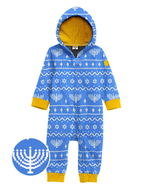 Baby Girl's Blue Hanukkah Jumpsuit