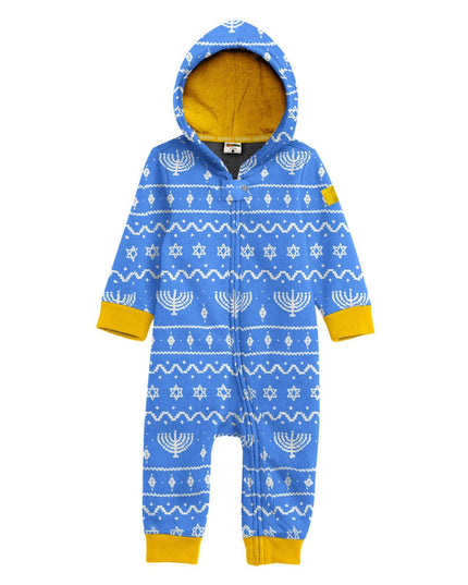 Baby Girl's Blue Hanukkah Jumpsuit