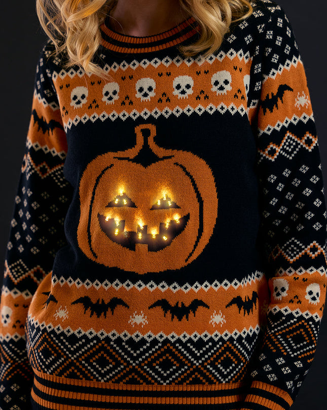 Women's Pumpkin Light Up Halloween Sweater