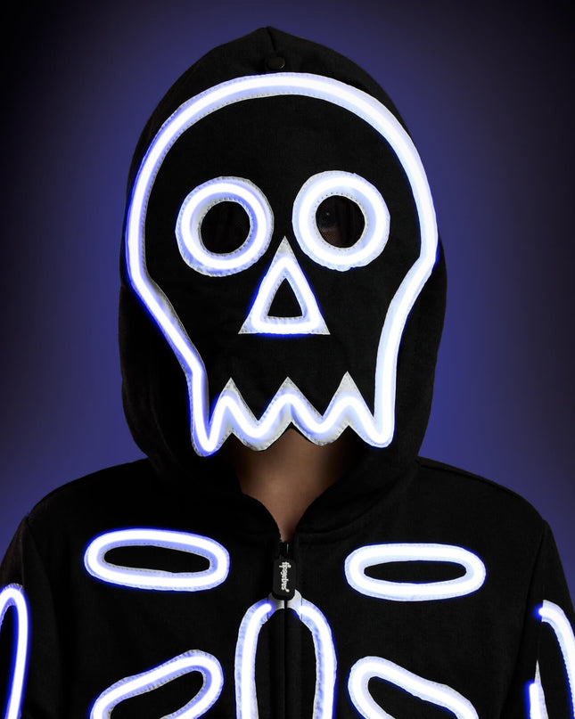 Girl's Neon LED Light Up Skeleton Costume