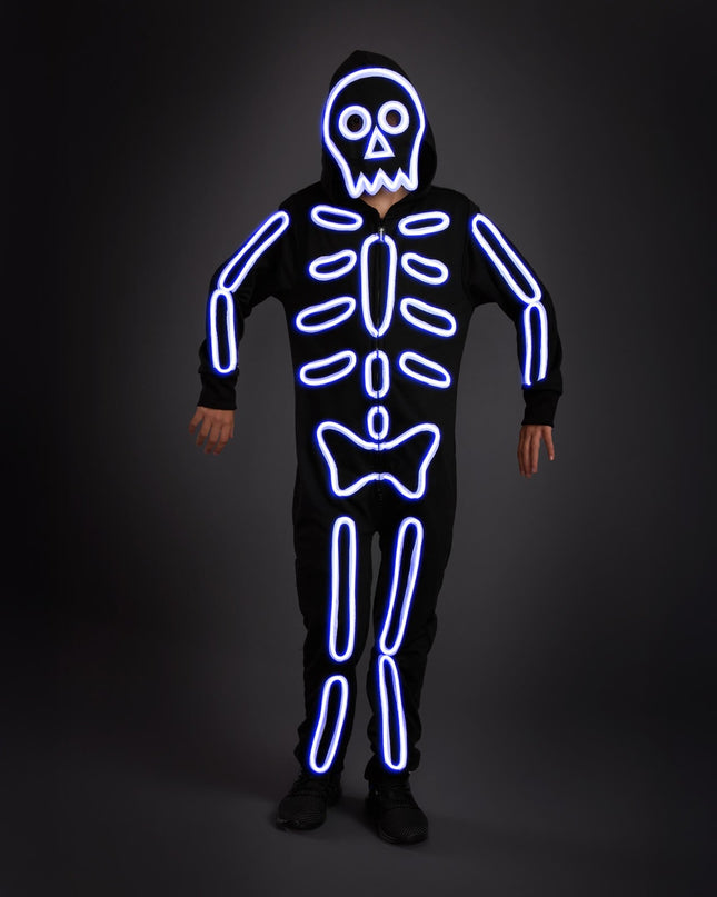 Girl's Neon LED Light Up Skeleton Costume