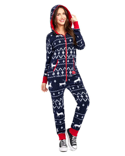 Matching Blue Reindeer Family Jumpsuits