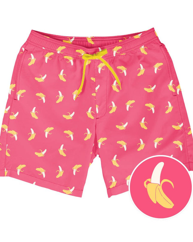 Pink Banana Peel Stretch Swim Trunks - 7.5" Inseam