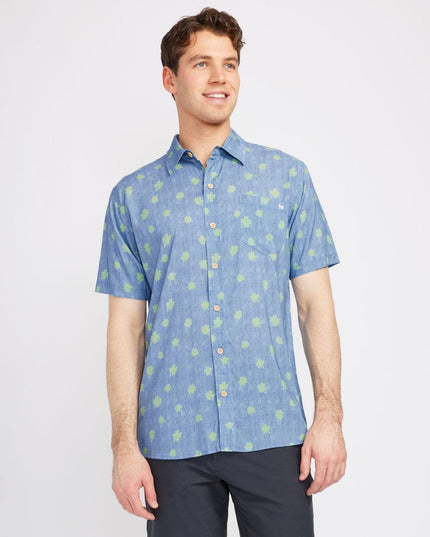 Men's Blue Clover Button Down Shirt