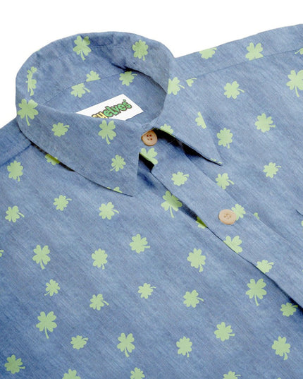 Men's Blue Clover Button Down Shirt