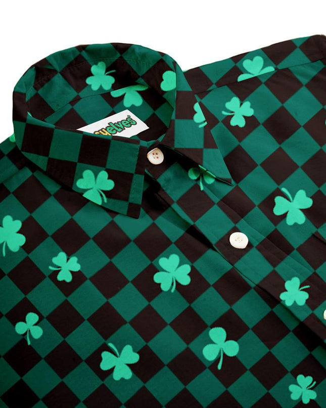 Men's Checkered Clover Button Down Shirt
