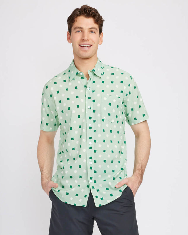Men's Mint Clover Button Down Shirt