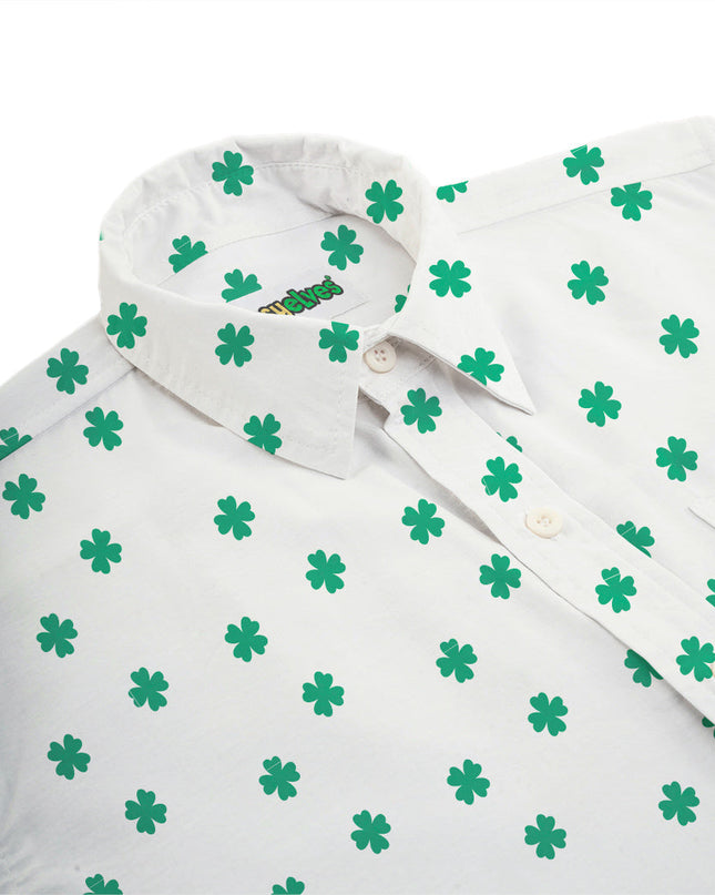 Men's White Crushin' Clovers Button Down Shirt
