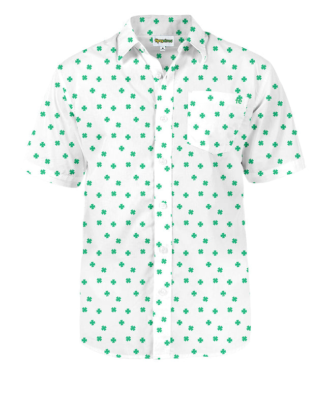 Men's White Crushin' Clovers Button Down Shirt