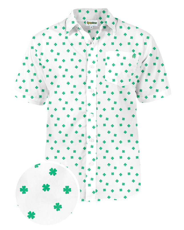 Men's White Crushin' Clovers Button Down Shirt