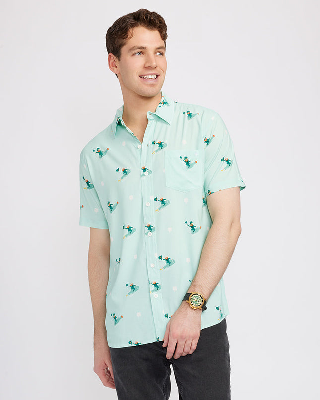 Men's Leprechaun Liftoff Button Down Shirt