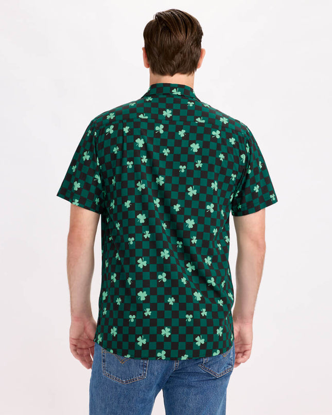 Men's Checkered Clover Button Down Shirt