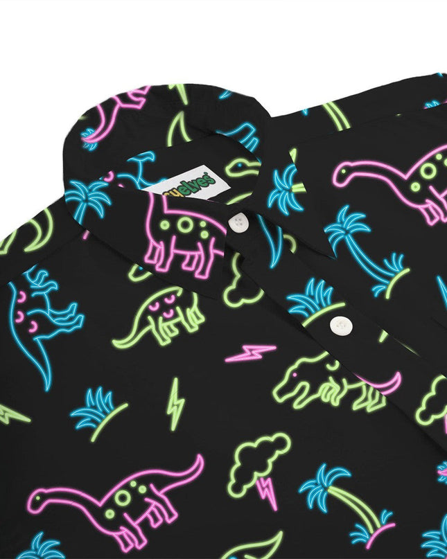 Men's Neon Dinosaur Hawaiian Shirt