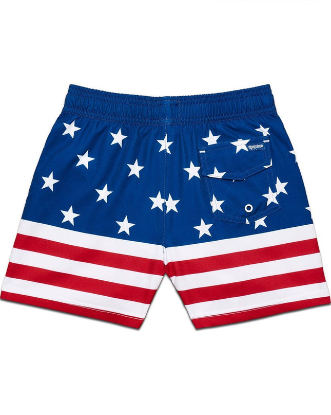 Boy's American Flag Stretch Swim Trunks
