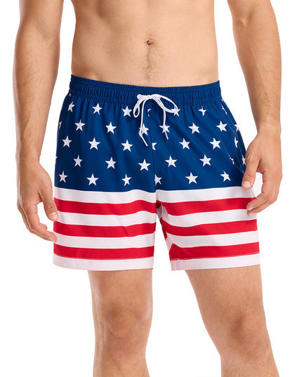 American Flag Stretch Swim Trunks - 6" Inseam