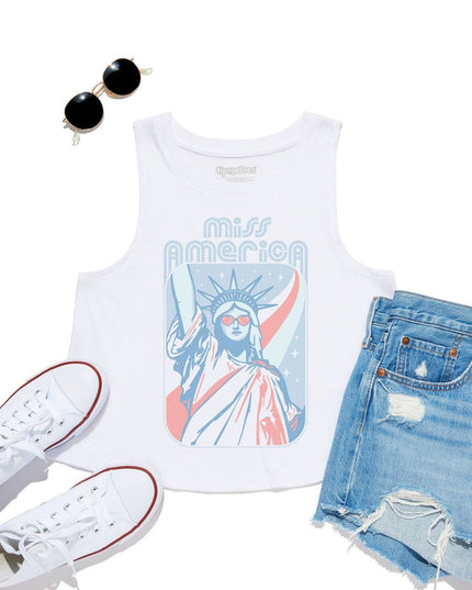 Women's Miss America Cropped Tank Top