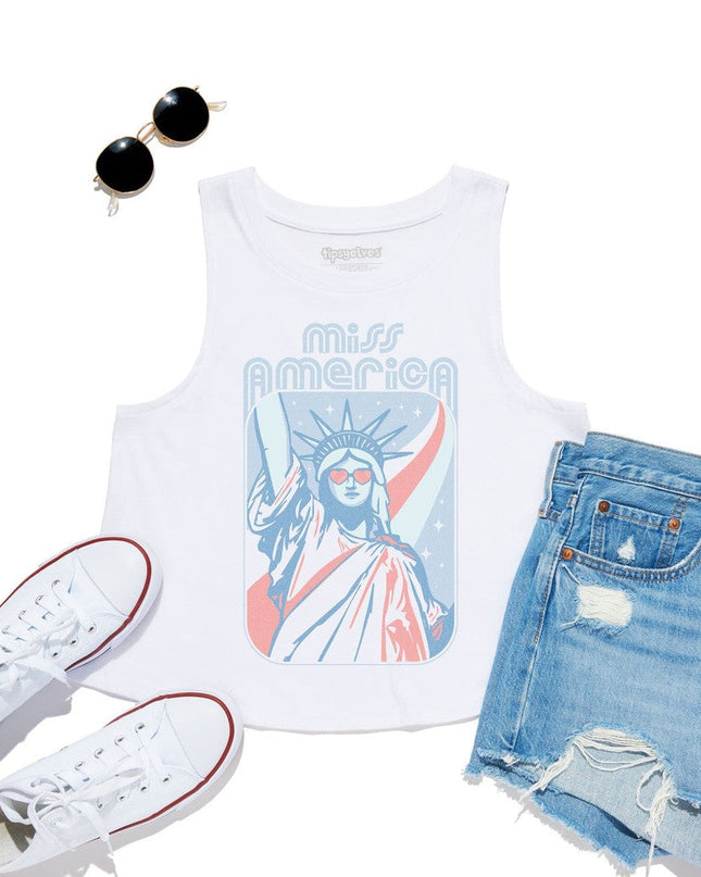Women's Miss America Cropped Tank Top