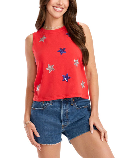Women's Stars Of Summer Sequin Cropped Tank Top