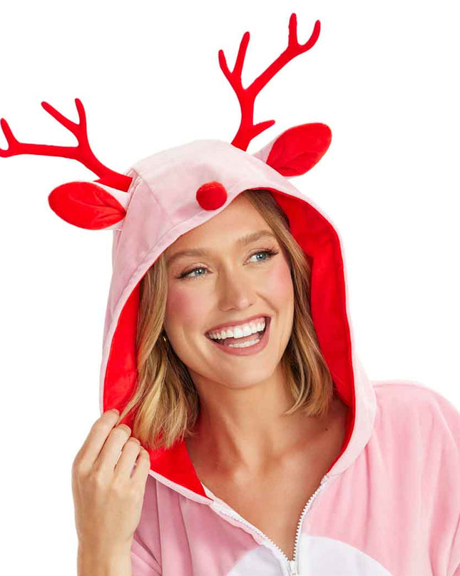 Women's Pink Rudolph Jumpsuit