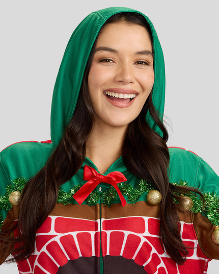 Women's Festive Fireplace Light Up Jumpsuit