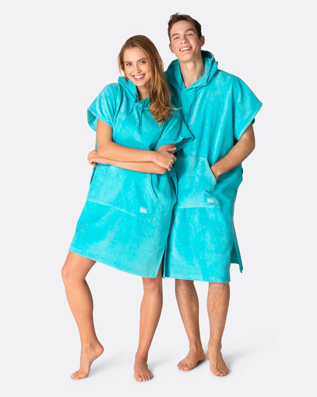 Coral Blue Towel Poncho for Adults | Trendy Summer Accessory