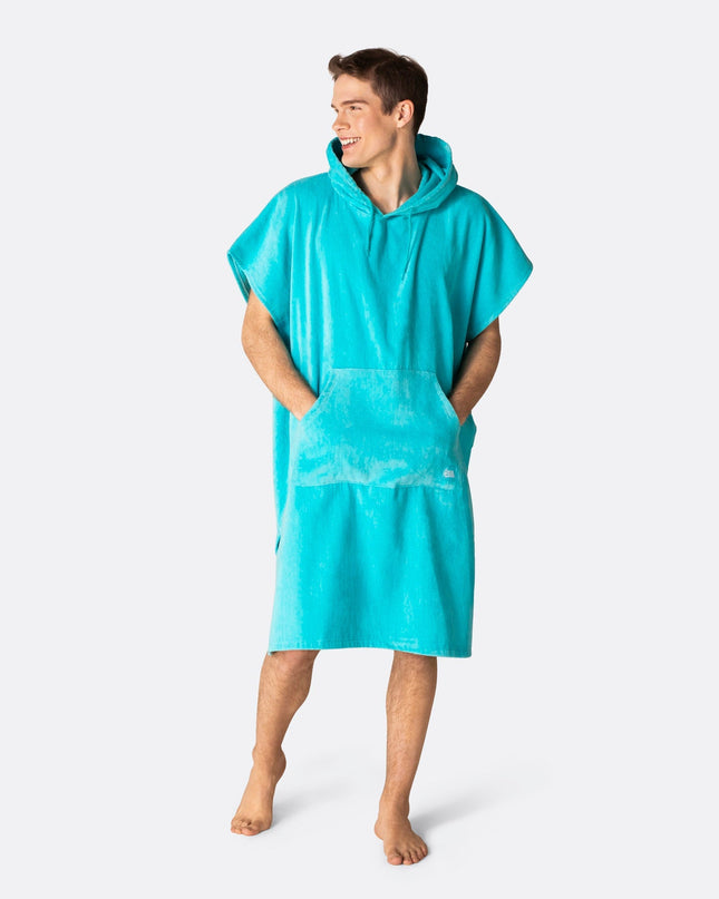 Coral Blue Towel Poncho for Adults | Trendy Summer Accessory