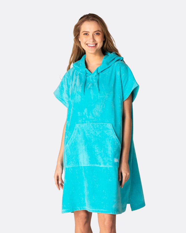 Coral Blue Towel Poncho for Adults | Trendy Summer Accessory