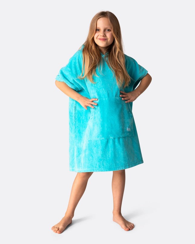 Coral Blue Towel Poncho for Kids