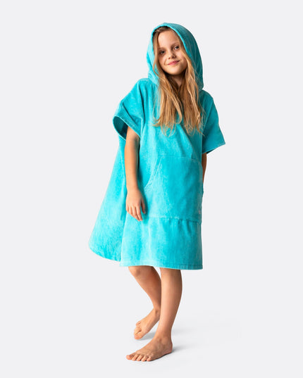 Coral Blue Towel Poncho for Kids