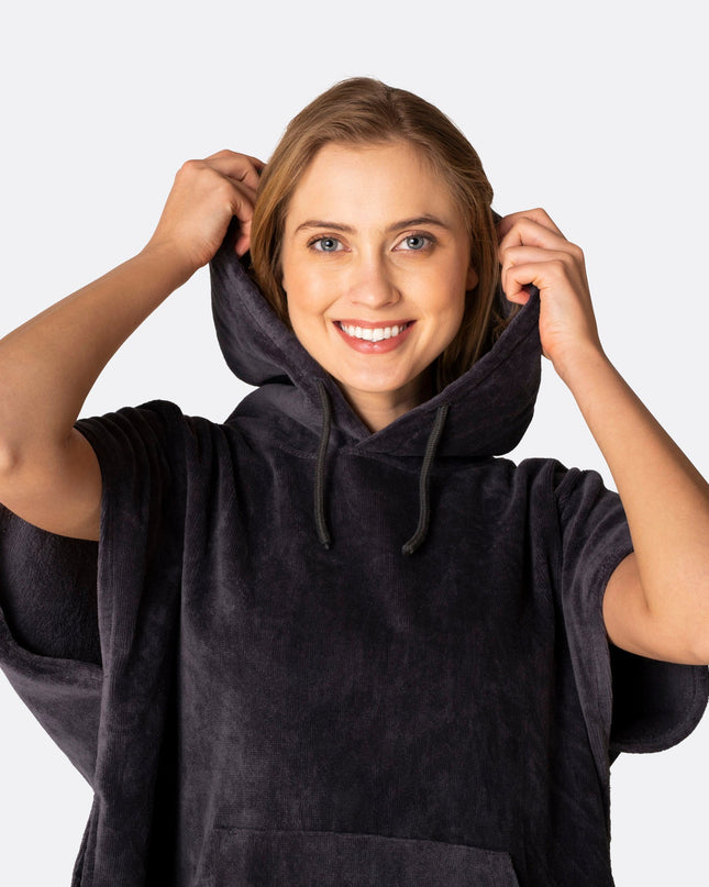 Charcoal Grey Towel Poncho for Adults | Versatile Summer Wear