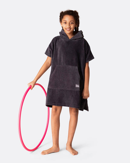 Charcoal Grey Towel Poncho for Kids