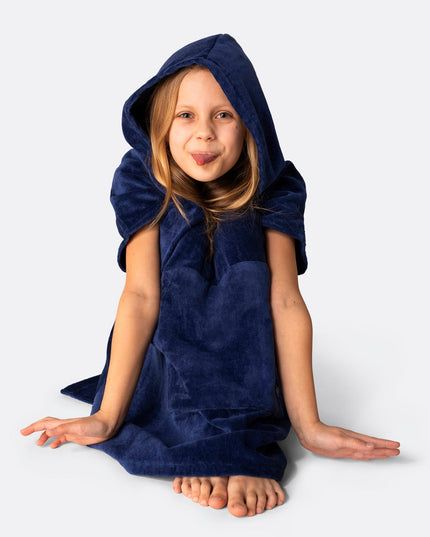 Kids' Navy Towel Poncho