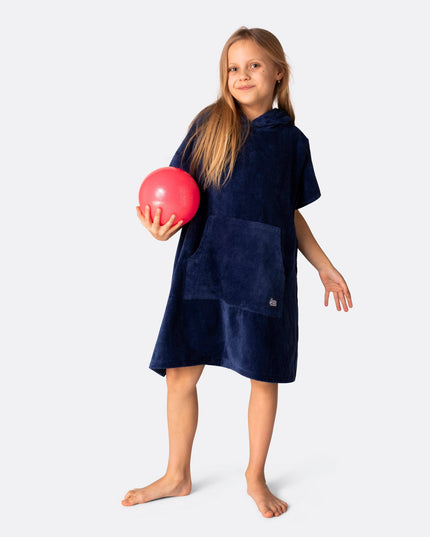 Kids' Navy Towel Poncho