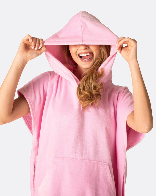 Bubblegum Pink Towel Poncho for Adults | Fun Summer Essential