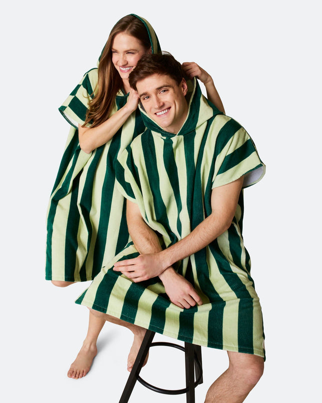 Striped Green Towel Poncho