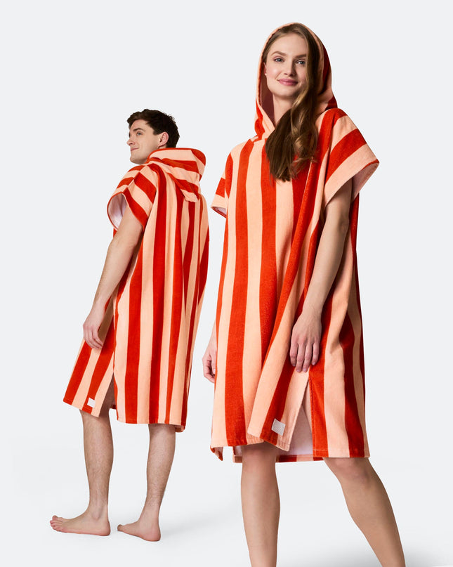 Striped Red Bath Poncho