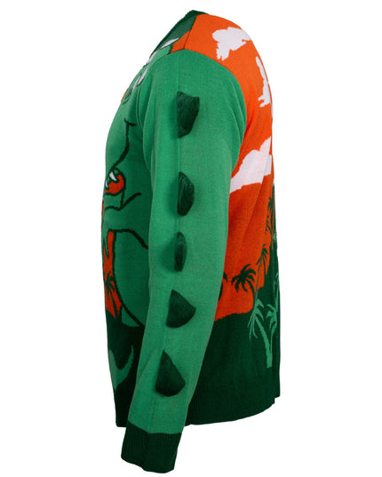 3D T-Rex Light Up Volcano Sweater