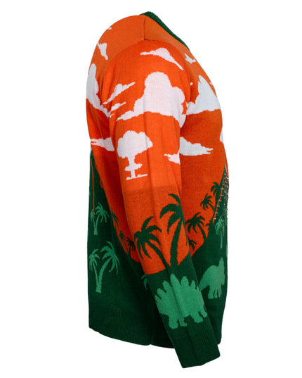 3D T-Rex Light Up Volcano Sweater