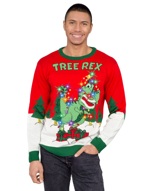 Tree Rex Light Up T-Rex Sweater