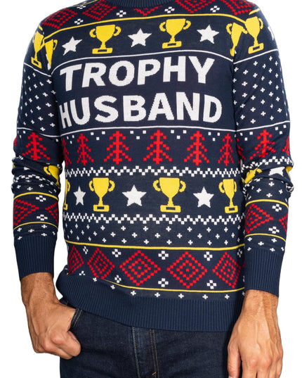 Funny Trophy Husband Knitted Ugly Christmas Sweater