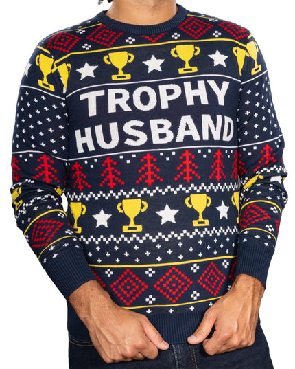 Funny Trophy Husband Knitted Ugly Christmas Sweater