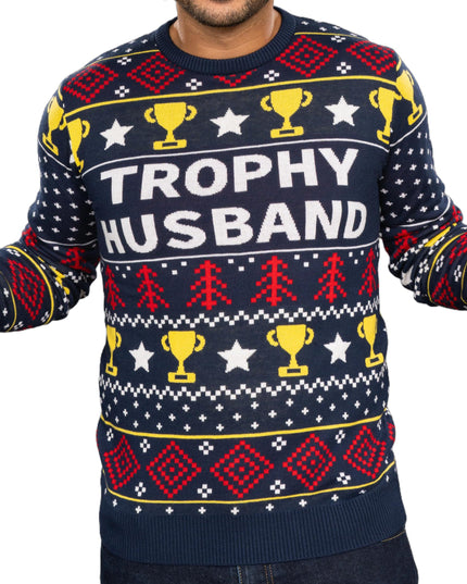 Funny Trophy Husband Knitted Ugly Christmas Sweater