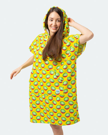 Tropical Kiwi Towel Poncho for Adults | Vibrant Summer Accessory