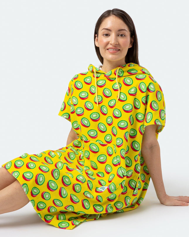 Tropical Kiwi Towel Poncho for Adults | Vibrant Summer Accessory