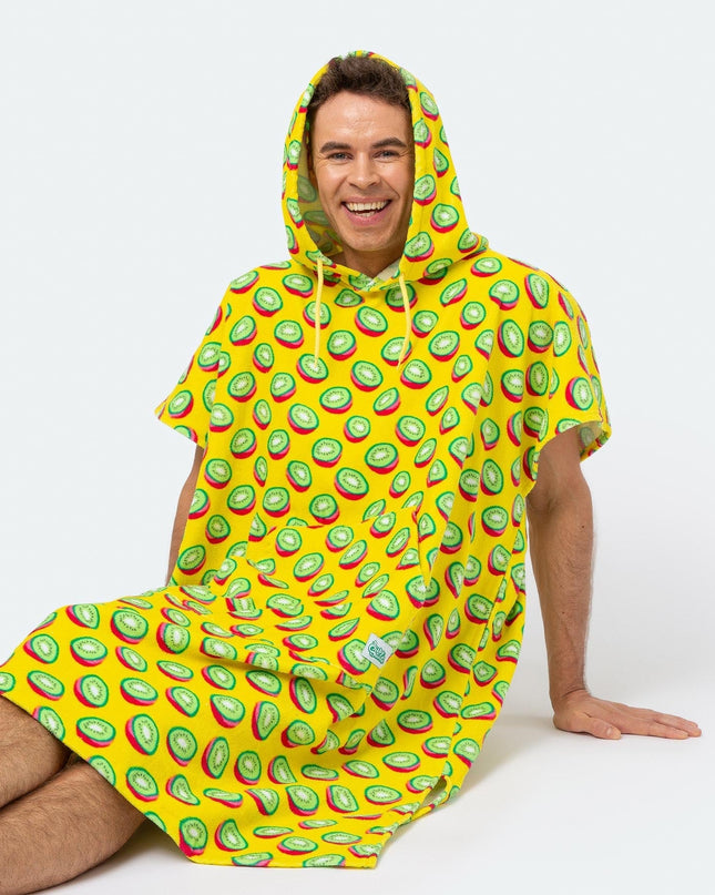 Tropical Kiwi Towel Poncho for Adults | Vibrant Summer Accessory