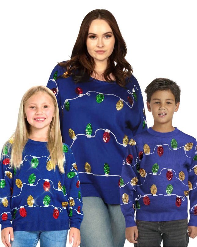 Matching Christmas Lights Family Christmas Sweaters
