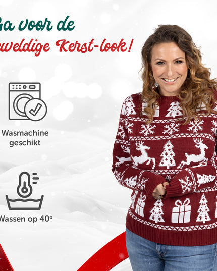 Christmas Sweater Marius for Women in Cozy Bordeaux Red