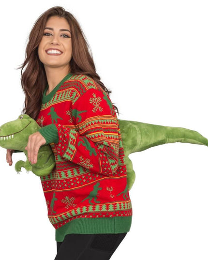 Women's 3D T-Rex Plushie Sweater