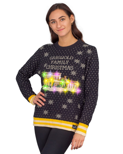 Women's Griswold Family Christmas Sweater with LED Lights